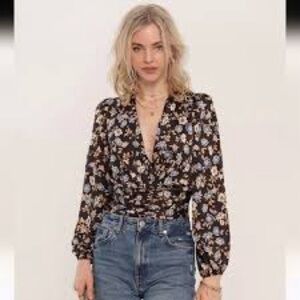 Heartloom Floral Blouse - Black and yellow